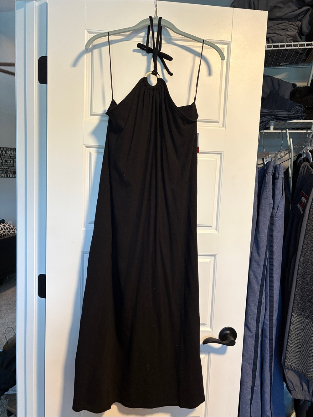 Old Navy Black Halter Maxi Dress with Ring Detail